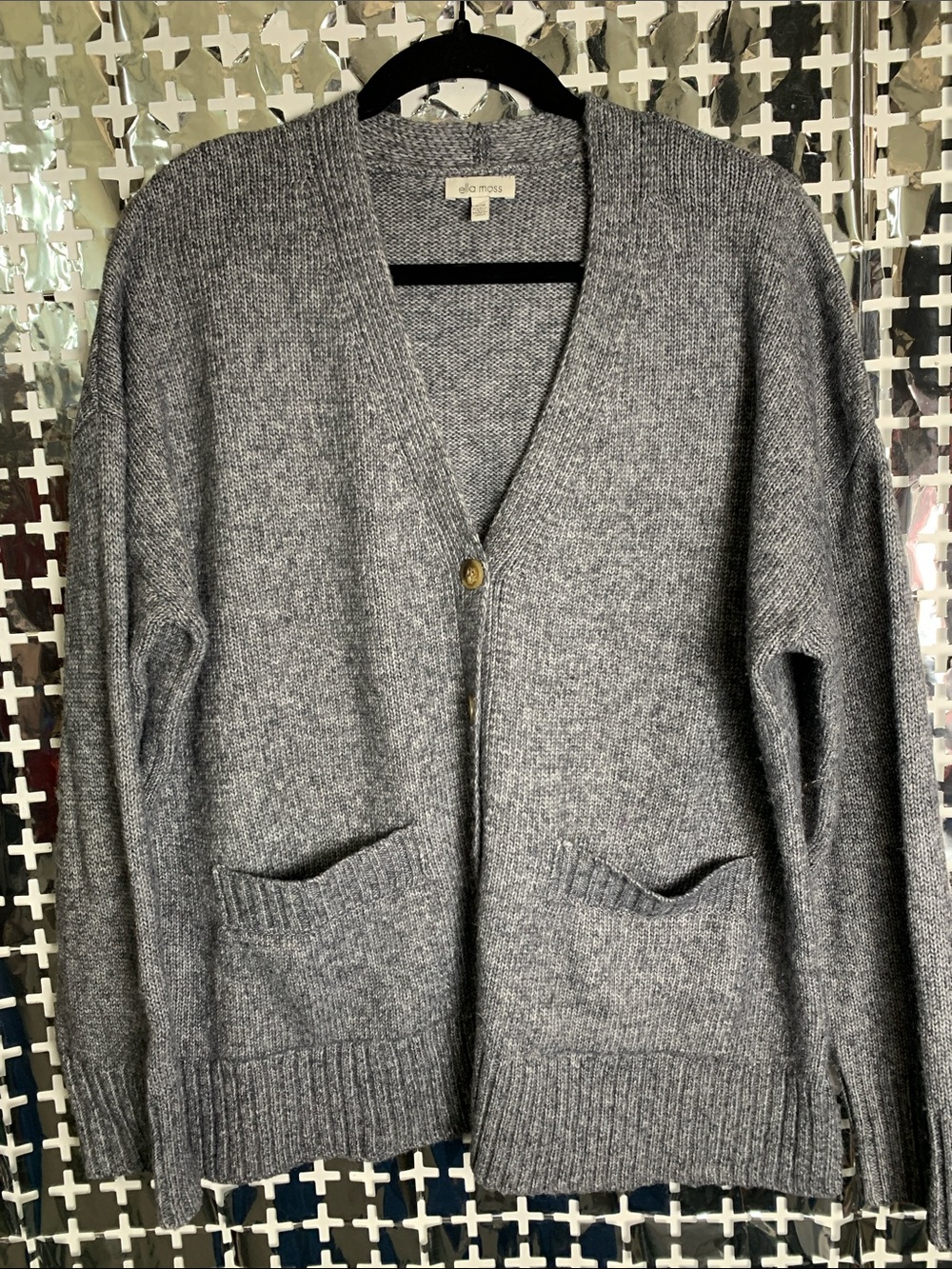 Ella Moss Heather Gray Button-Front Cardigan